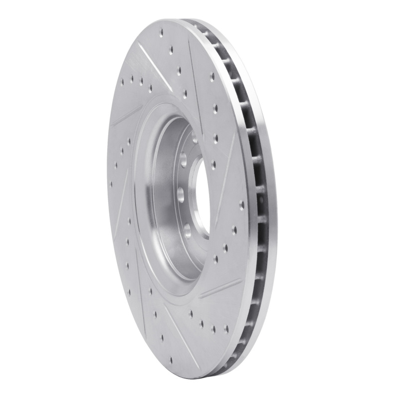 Chevrolet ASTRA Brake Rotor (1) - Front Left - R1 Concepts - Drilled & Slotted - Silver - `99-`10